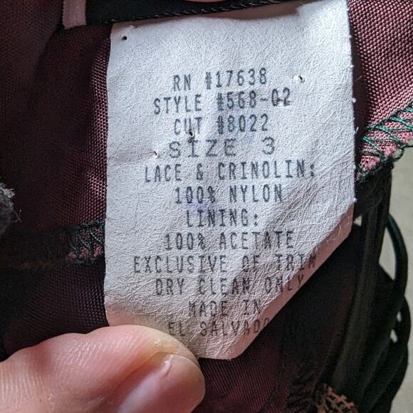 Vtg 1980s D.B.Y. Forest Green Lace Puff Sleeve Strap Back Lolita Mini Dress 2 3 - Picture 6 of 6